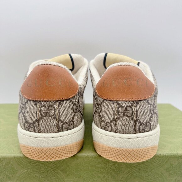 Gucci Screener GG Logo Women’s Sneakers Tan Pink Monogram Lace Up EU 39 US 9 - Picture 8 of 13